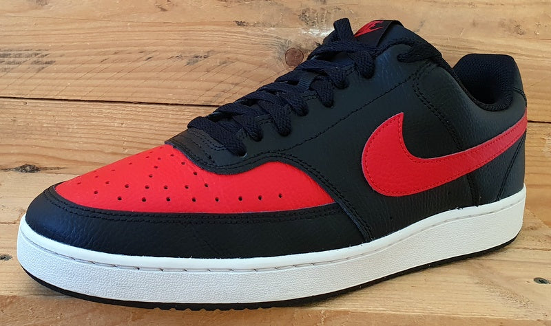 Nike Court Vision Low Leather Trainers UK10/US11/EU45 DV6488-001 Black/Red