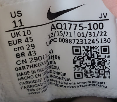 Nike Ebernon Low Leather Trainers UK10/US11/EU45 AQ1775-100 Triple White