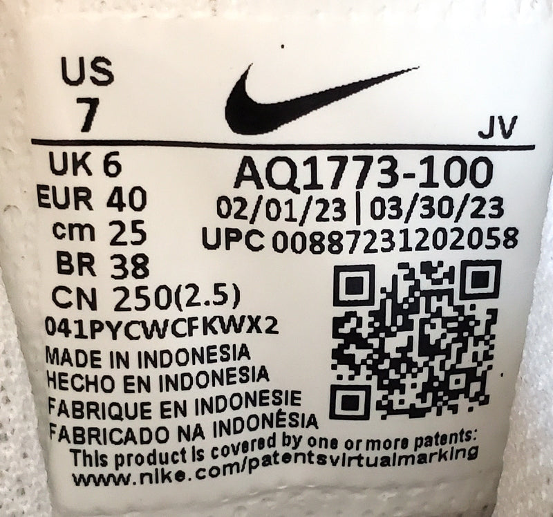 Nike Ebernon Mid Leather Trainers UK6/US7/EU40 AQ1773-100 Triple White