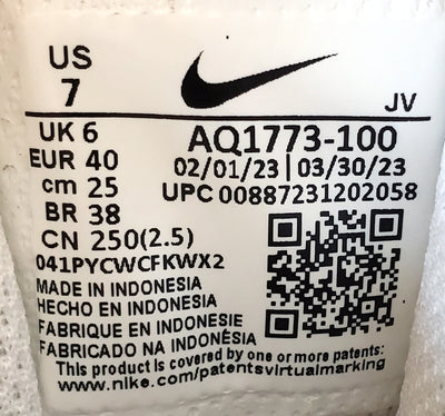 Nike Ebernon Mid Leather Trainers UK6/US7/EU40 AQ1773-100 Triple White