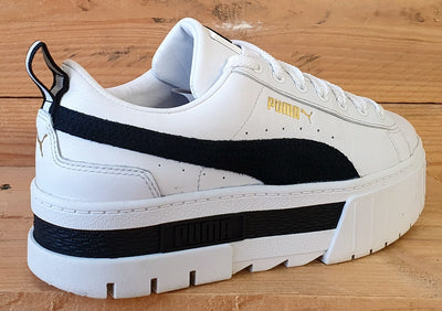 Puma Mayze Low Leather Trainers UK4/US6.5/EU37 381983-01 White/Black/Gold