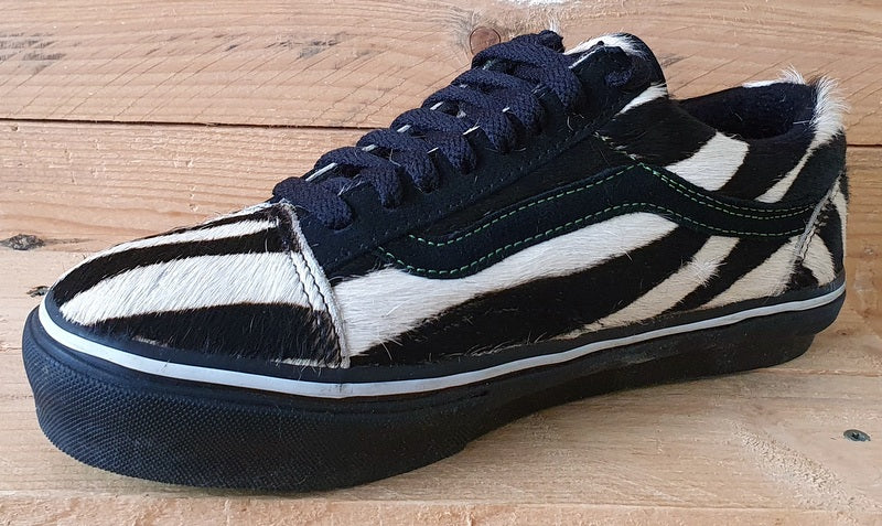 Vans Old Skool Low Zebra Fur Trainers TB4R Black White Green UK7 US8 EU40 VintageTrainers