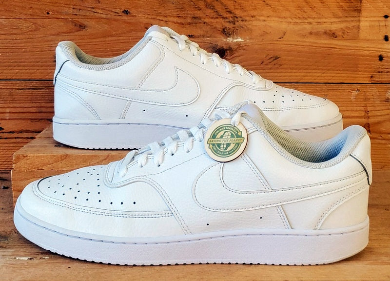 Nike Court Vision Low Leather Trainers UK11/US12/EU46 CD5463-100 Triple White