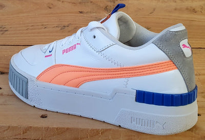 Puma Cali Low Leather Trainers UK7.5/US10/EU41 374478-01 White/Orange/Blue