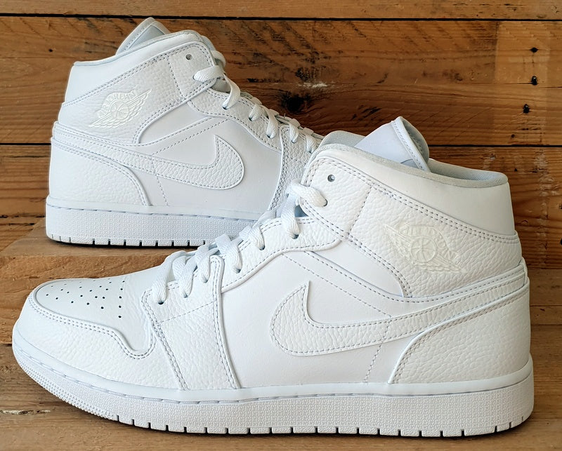 Nike Air Jordan 1 Mid Leather Trainers UK11/US12/EU46 554724-130 Triple White