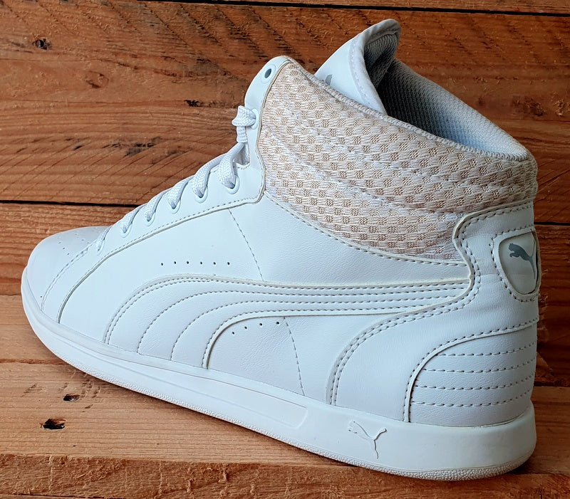 Puma Ikaz Mid Leather Trainers 363713 03 Triple White UK7/US9.5/EU40.5