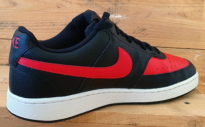 Nike Court Vision Low Leather Trainers UK10/US11/EU45 DV6488-001 Black/Red