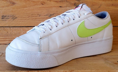 Nike Blazer Platform Low Leather Trainers UK7.5/US10/EU42 DJ0292-102 White/Lemon