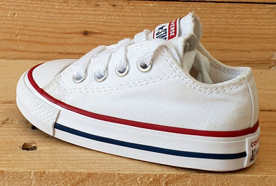 Converse All Star Low Canvas Kids Trainers UK4/US4/EU20 7J256C White/Red