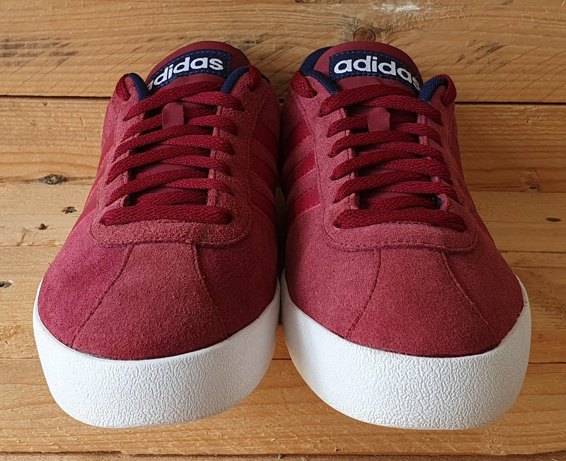 Adidas Court Vulc Low Suede Trainers UK8/US8.5/EU42 BB9636 Burgundy/White