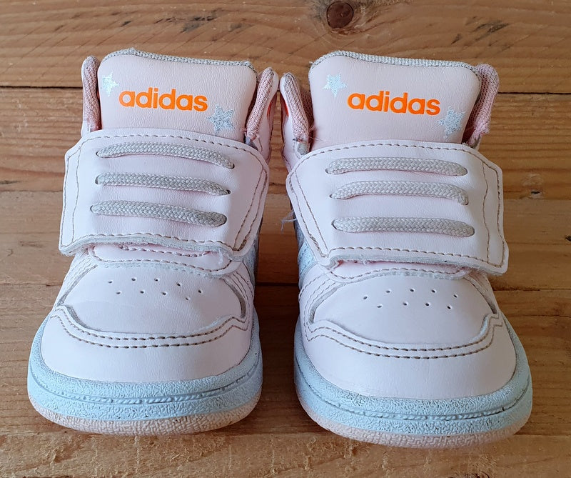 Adidas Hoops 2.0 Mid Leather/Textile Kids Trainers UK4K/US5K/EU20 FW4924 Pink