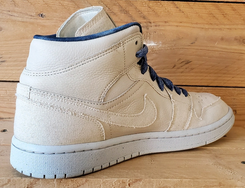 Nike Air Jordan 1 Mid Leather Trainers UK6.5/US9/EU40.5 DM9126-104 Sanddrift