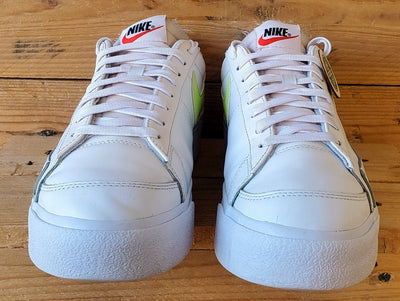 Nike Blazer Platform Low Leather Trainers UK7.5/US10/EU42 DJ0292-102 White/Lemon