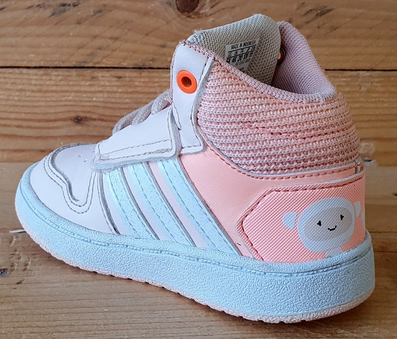 Adidas Hoops 2.0 Mid Leather/Textile Kids Trainers UK4K/US5K/EU20 FW4924 Pink