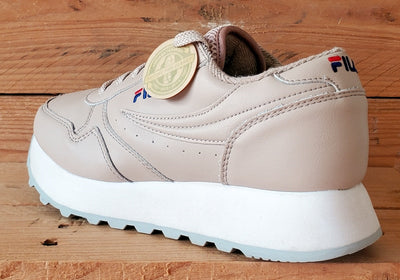 Fila Orbit Zeppa Low Leather Trainers UK4/US6/EU37 1010311 71E Cream/Tan