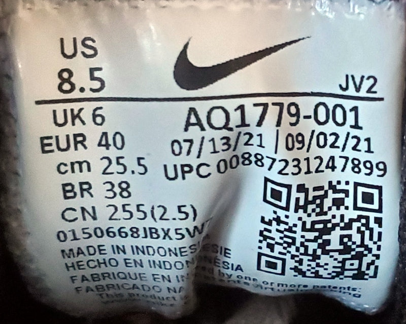 Nike Ebernon Low Leather Trainers UK6/US8.5/EU40 AQ1779-001 Black/White