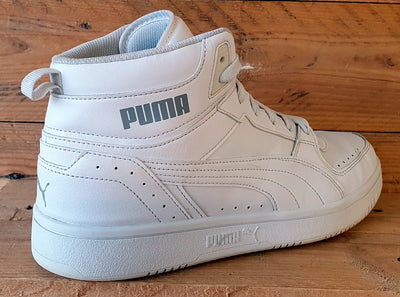 Puma Rebound Joy Mid Leather Trainers UK9/US10/EU43 374765-06 Triple White