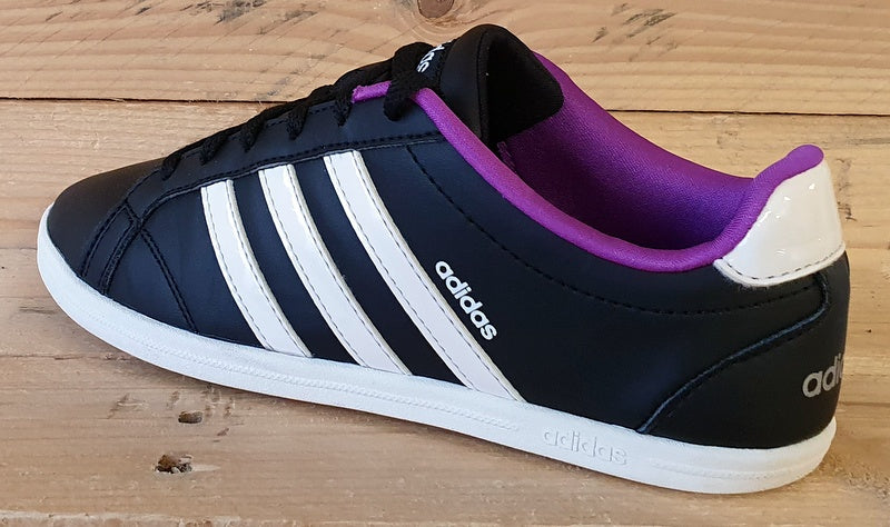 Adidas VS Coneo QT Low Leather Trainers UK4/US5.5/EU36.5 B74551 Black/Purple