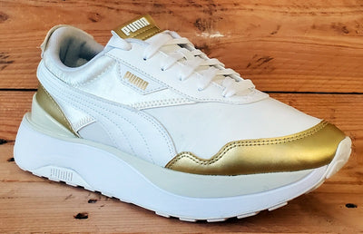 Puma Cruise Rider Low Textile Trainers UK6.5/US9/EU40 380500-01 White/Team Gold