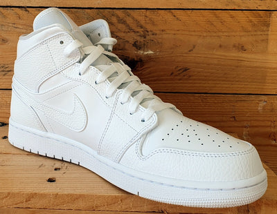 Nike Air Jordan 1 Mid Leather Trainers UK11/US12/EU46 554724-130 Triple White