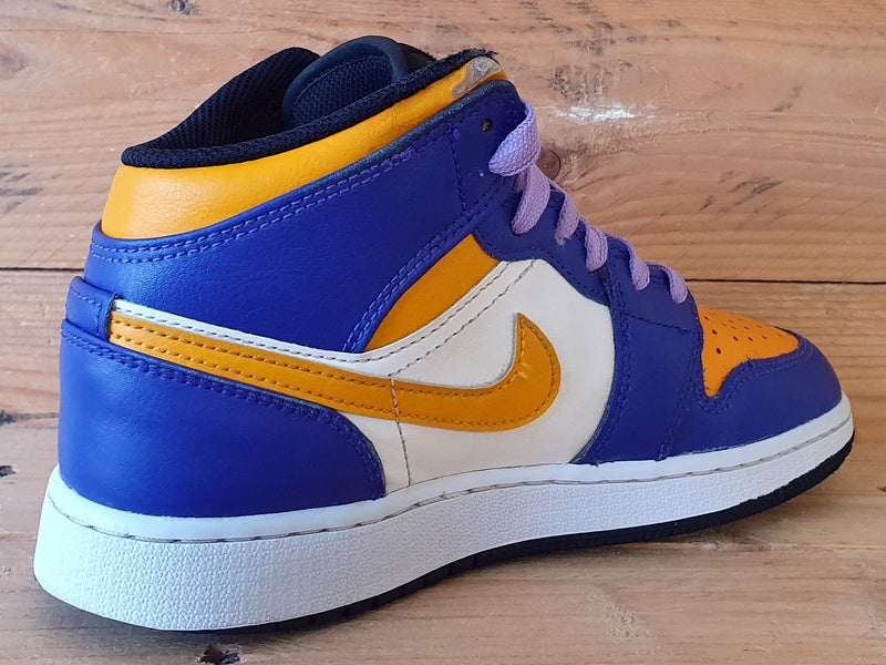 Nike Air Jordan 1 Mid Leather Trainers UK3.5/US4Y/EU36 DQ8423-517 Lakers Purple