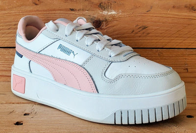 Puma Carina Low Leather Trainers UK4/US5/EU37 393846-04 White/Pink/Grey