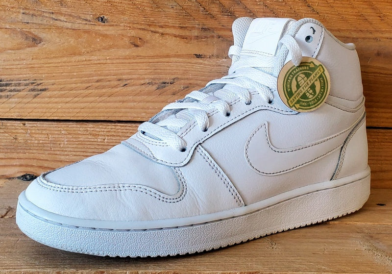 Nike Ebernon Mid Leather Trainers UK6/US7/EU40 AQ1773-100 Triple White