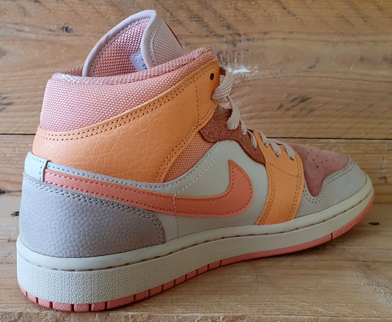 Nike Jordan 1 Mid Leather/Suede Trainers UK5.5/US8/E39 DH4270-800 Apricot Orange