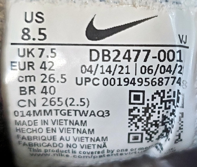 Nike Crater Impact Low Textile Trainers UK7.5/US8.5/EU42 DB2477-001 Black/White