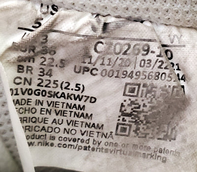 Nike Air Force 1 Indigo Low Canvas Trainers UK3/US5.5/EU36 CZ0269-100 White