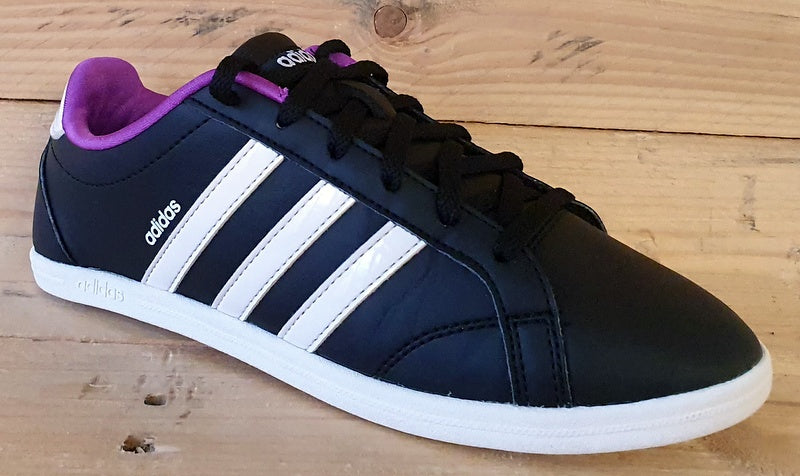 Adidas VS Coneo QT Low Leather Trainers UK4 US5.5 EU36.5 B74551 Black Purple VintageTrainers