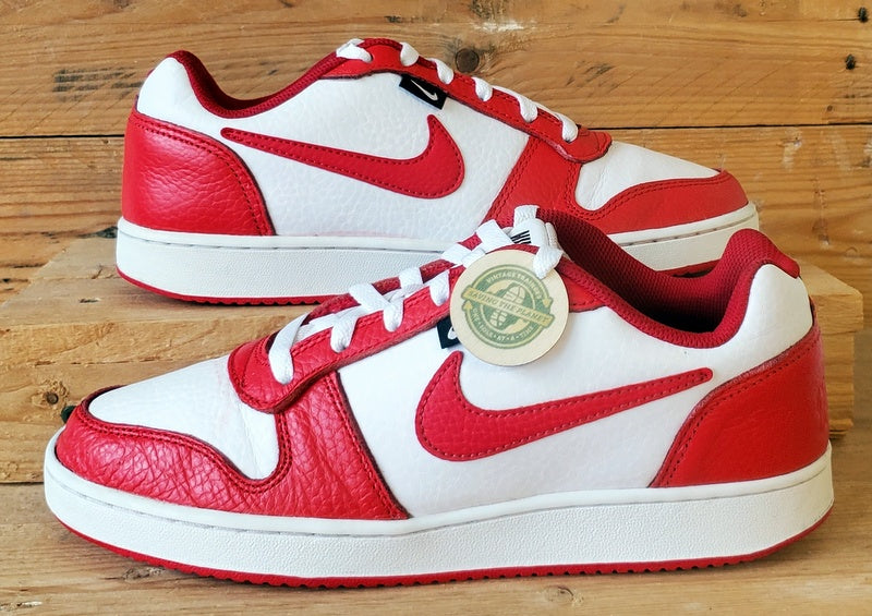 Nike Ebernon Premium Low Leather Trainers UK7/US8/EU41 AQ1774-101 White/Red