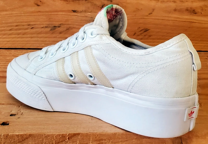Adidas Nizza Platform Low Canvas Trainers UK6/US7.5/EU39 FX9179 White/Red