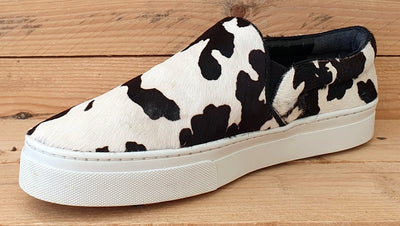 Schutz SlipOn Cow Print Faux Fur Trainers S2167800030011 Black/White UK7/US8/E41