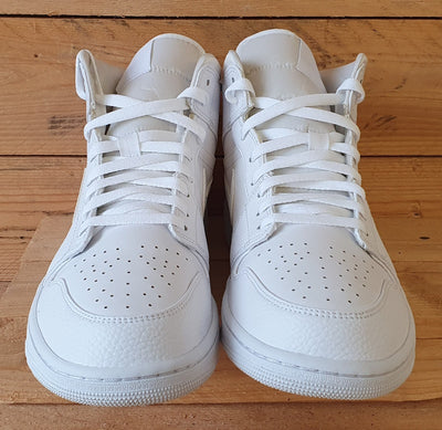 Nike Air Jordan 1 Mid Leather Trainers UK11/US12/EU46 554724-130 Triple White