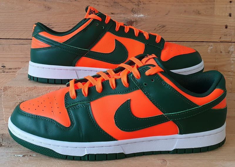 Nike Dunk Low Miami Hurricanes Leather Trainers UK10.5/US11.5/E45.5 Green/Orange