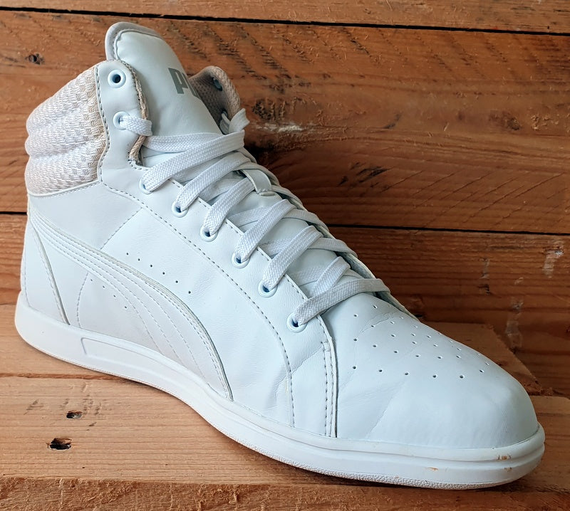 Puma Ikaz Mid Leather Trainers 363713 03 Triple White UK7/US9.5/EU40.5