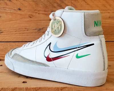Nike Blazer 77 Multi Swoosh Leather Trainers UK4/US4.5Y/EU36.5 DM9475-100 White