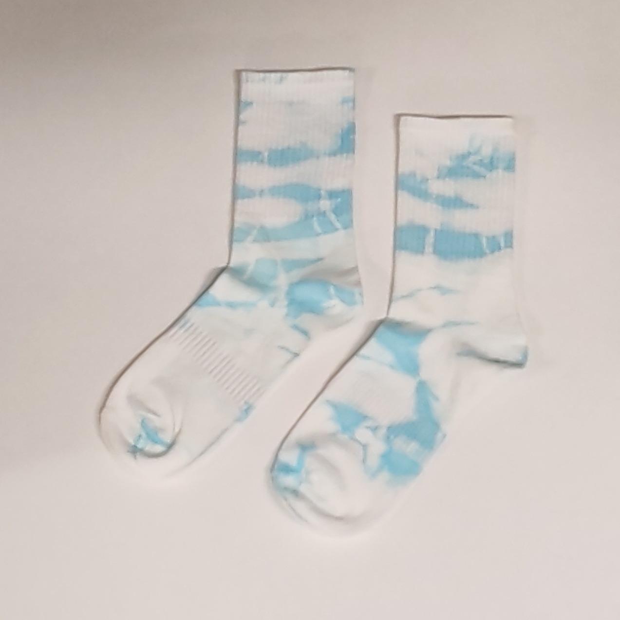 Unisex Light Blue Tye Dye Breathable Gym Socks. Fits sizes UK4 - UK10 Cotton / Nylon / Spandex
