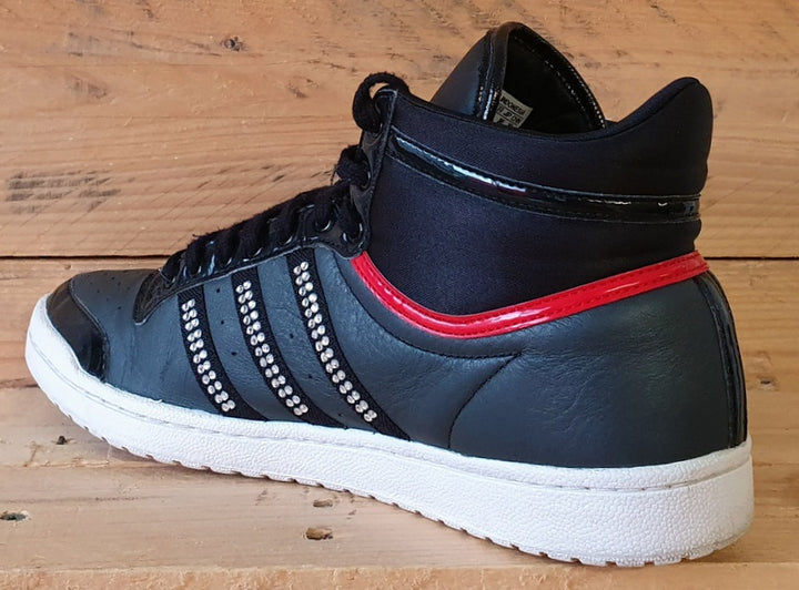 Adidas Sleek Series Top Ten Mid Leather Trainers UK8 US9.5 E42 V22622 Black Red VintageTrainers