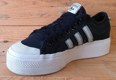 Adidas Original Nizza Low Canvas Trainers UK7/US8.5/EU40.5 FV5321 Black/White