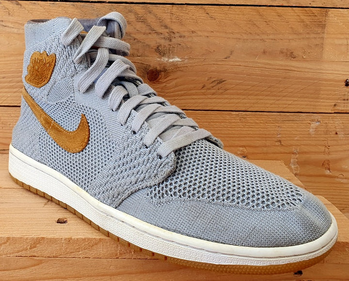 Nike Jordan 1 Retro High Flyknit Trainers 919704 025 Wolf Grey UK10 US11 EU45 VintageTrainers