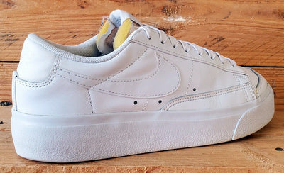 Nike Blazer Platform Low Leather Trainers UK6/US8.5/EU40 DJ0292-100 Triple White