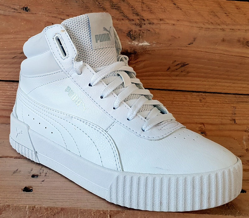 Puma Carina Mid Leather Trainers UK4/US5C/EU37 374440-01 Triple White