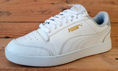 Puma Shuffle Low Leather Trainers UK7/US8/EU40.5 309668-08 White/Gold