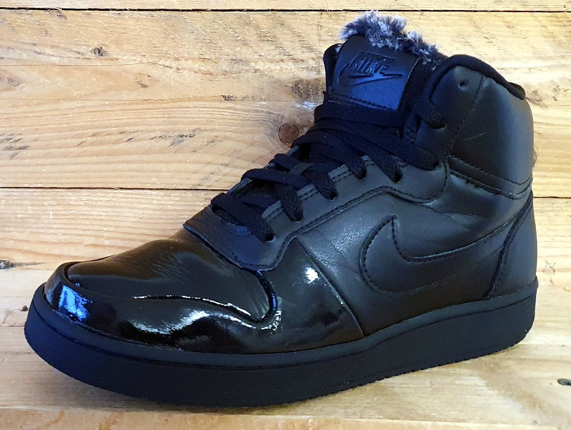 Nike Court Borough Mid Leather Trainers UK6/US8.5/EU40 AQ1769-001 Triple Black