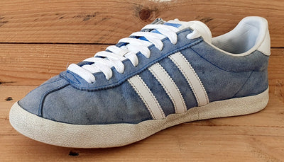 Adidas Gazelle Low Suede Trainers UK9/US9.5/EU43 G16183 Light Blue/White/Gold