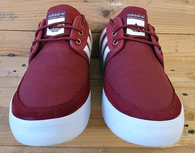 Adidas Seeley Low Canvas/Suede Trainers UK8/US8.5/EU42 G98079 Maroon/White