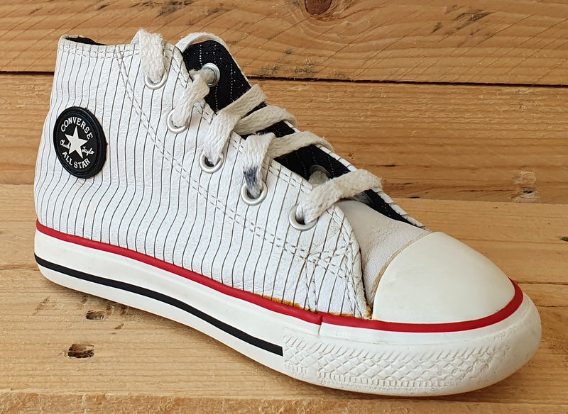 Converse All Star Mid Canvas Kids Trainers UK9/US9/EU25 707523 White Stripe