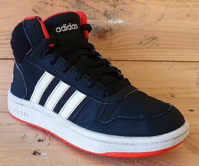 Adidas Originals Hoops 2.0 Mid Trainers UK1/US1.5/EU33 B75743 Black/Orange